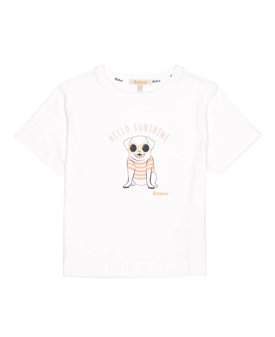Barbour Girls Classic White Emma Cotton T-Shirt for Kids