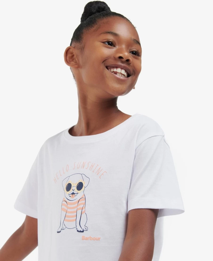 Barbour Girls Classic White Emma Cotton T-Shirt for Kids