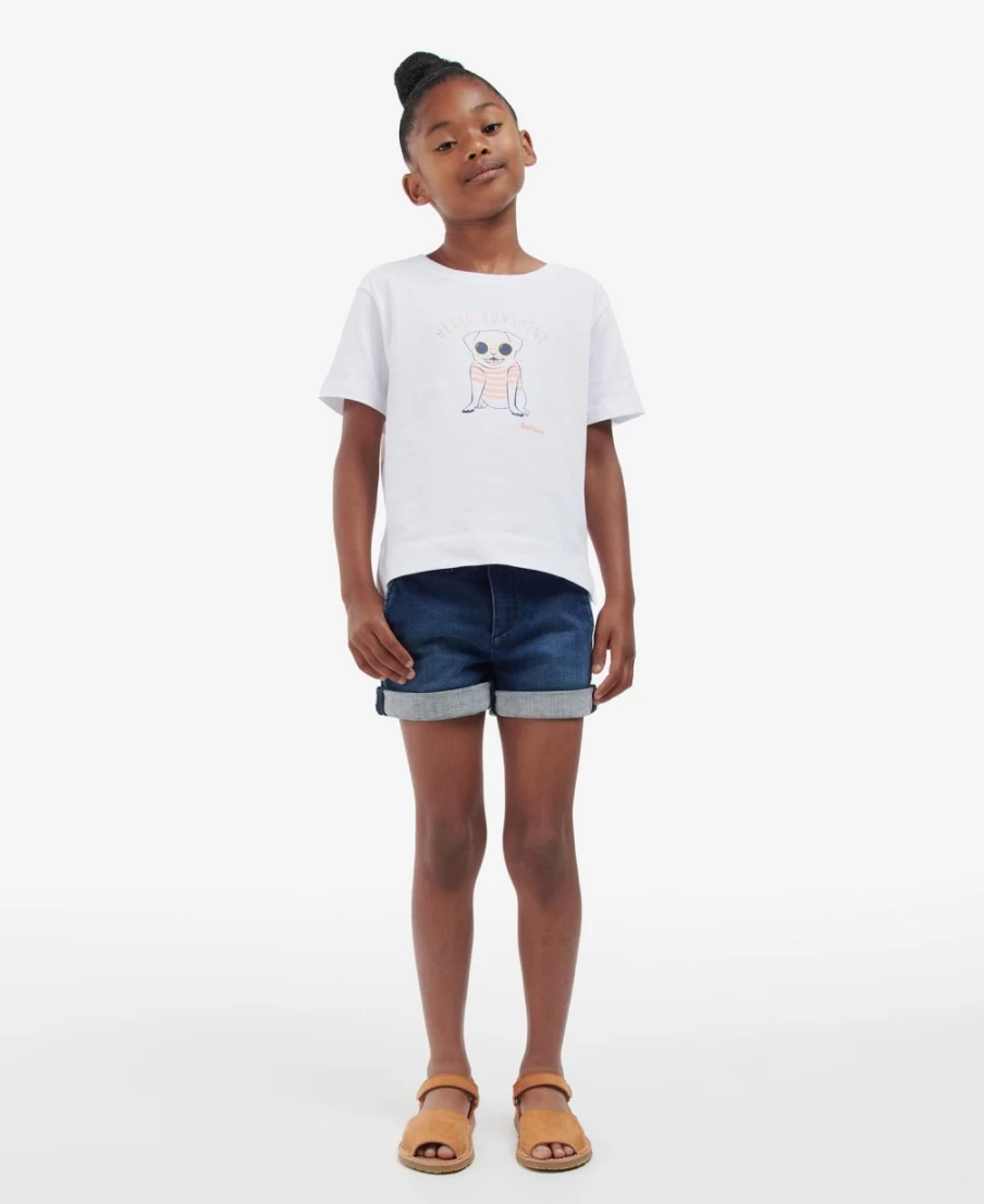 Barbour Girls Classic White Emma Cotton T-Shirt for Kids