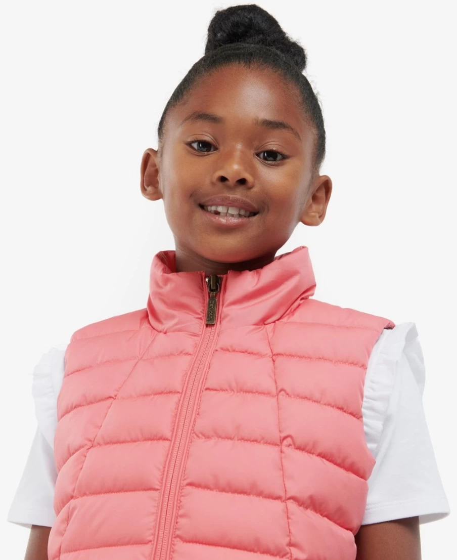 Barbour Girls Yara Gilet Navy/Navy Multi Dog Quilted Vest for Girls