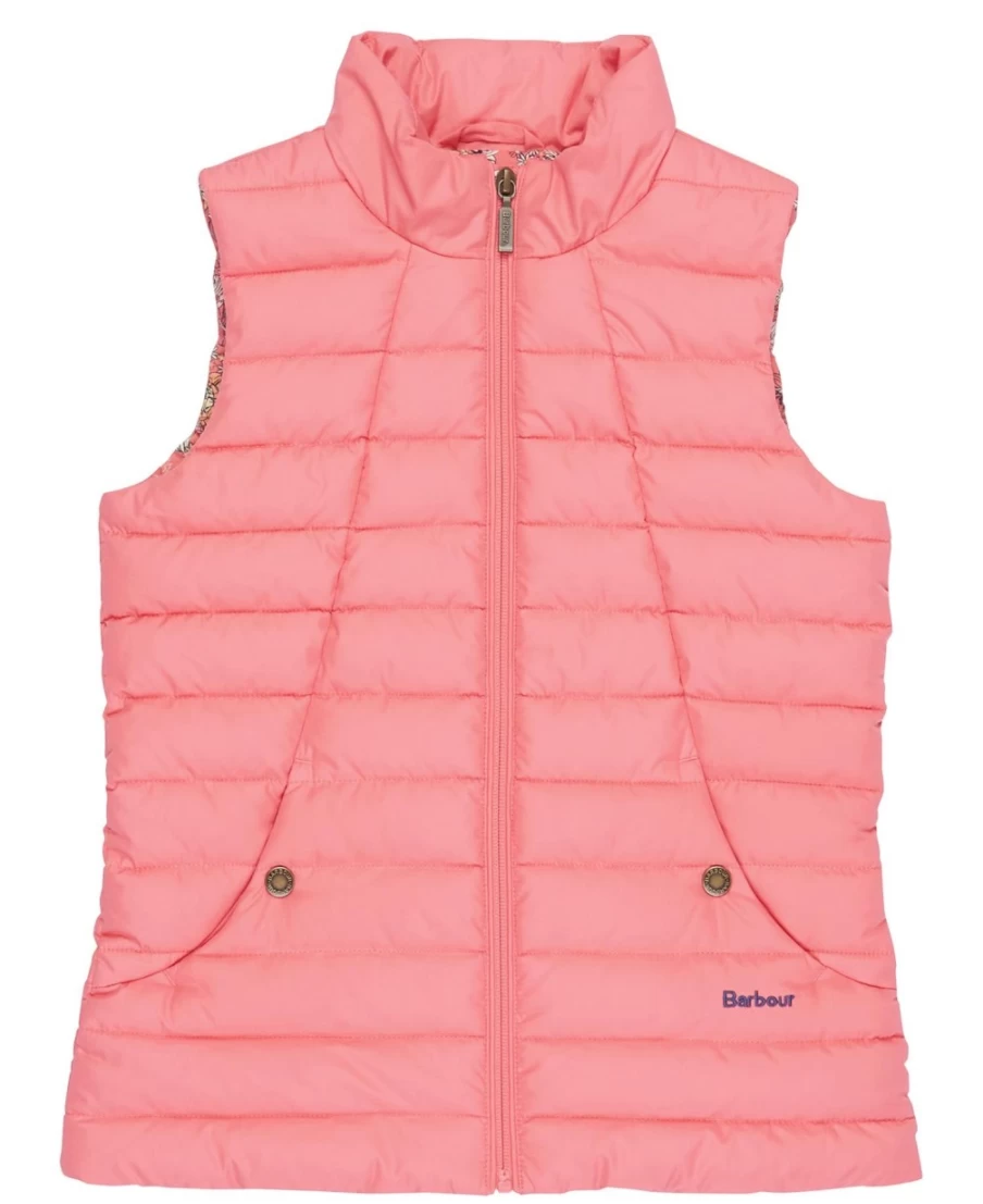 Barbour Girls Yara Gilet Navy/Navy Multi Dog Quilted Vest for Girls