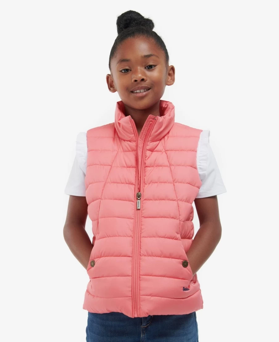 Barbour Girls Yara Gilet Navy/Navy Multi Dog Quilted Vest for Girls