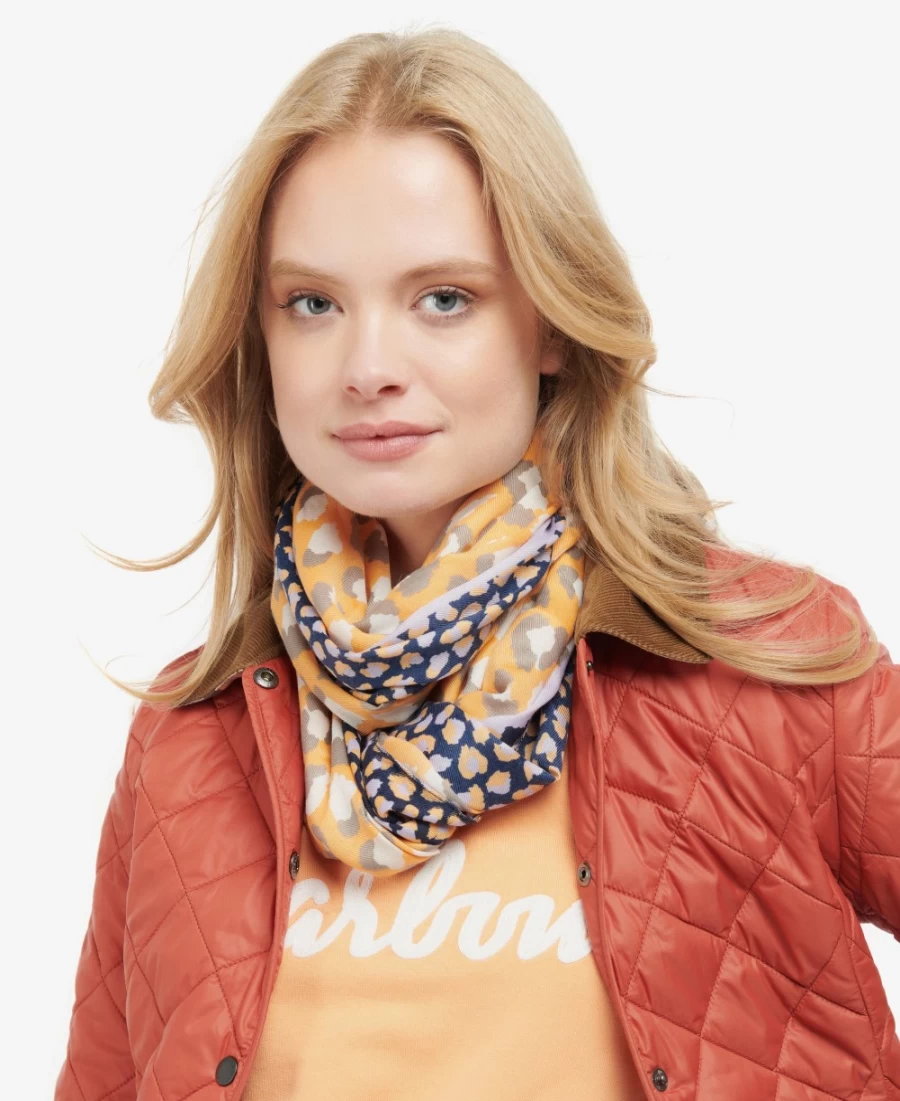 Barbour Womens Papaya Animal Print Scarf