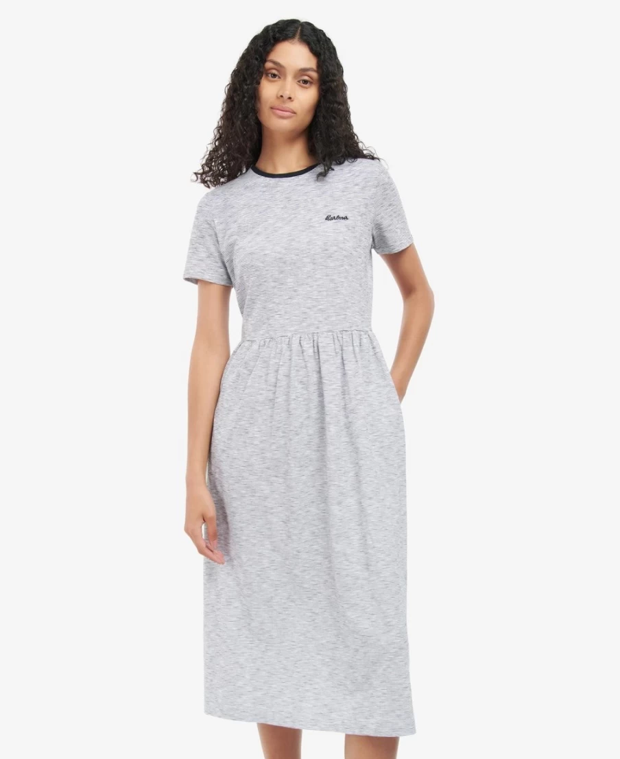 Barbour Ellewood Women's Dress in Black/White - Classic Elegant Style
