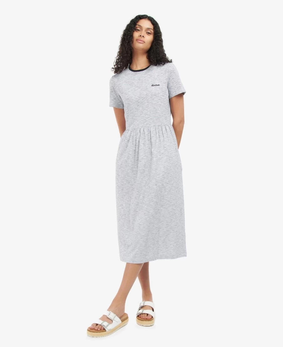 Barbour Ellewood Women's Dress in Black/White - Classic Elegant Style