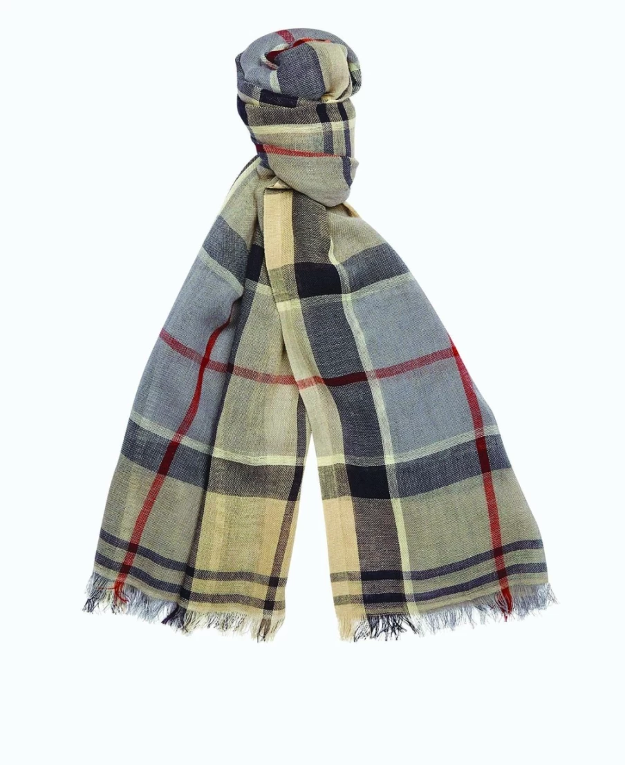 Barbour Men's Stone Dress Tartan Welton Scarf - Classic Plaid Wool Winter Accessory
