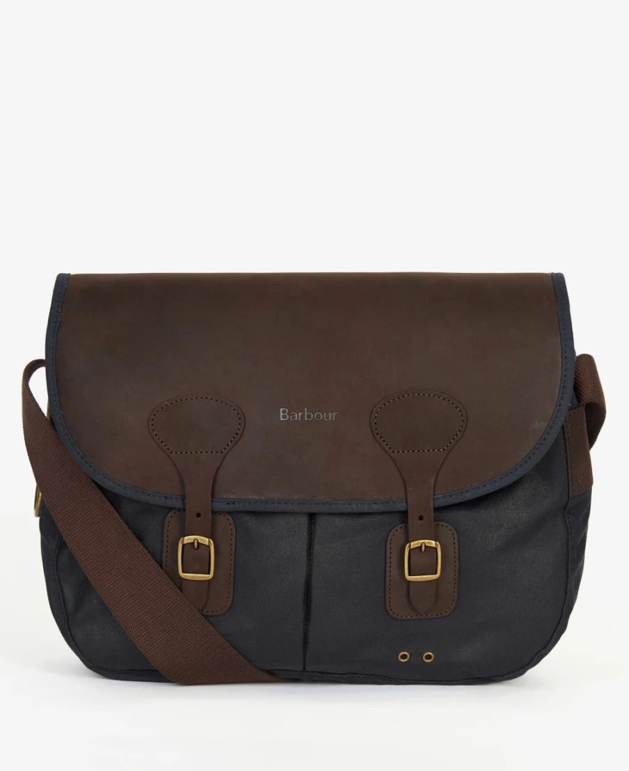 Barbour Men's Navy Tarras Waxed Leather Bag