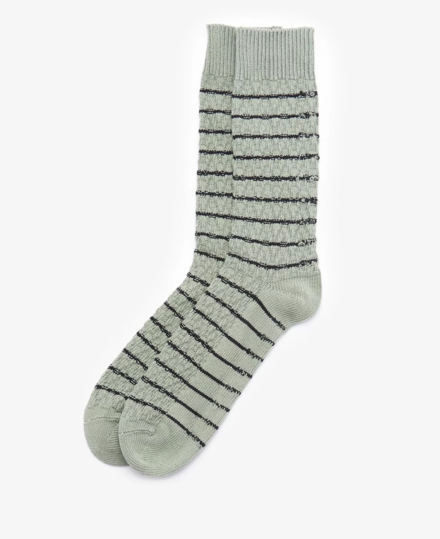 Barbour Men's Olive Texture Stripe Socks - Classic Casual Comfort