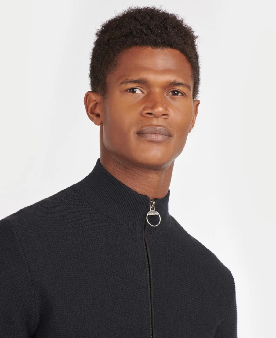 Barbour Men's Abhainn Zip Through Sweater in Grey Marl - Classic Knit Pullover
