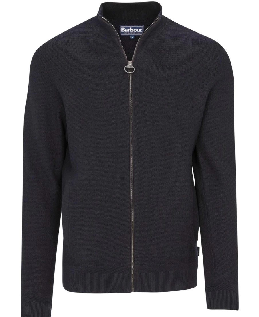 Barbour Men's Abhainn Zip Through Sweater in Grey Marl - Classic Knit Pullover