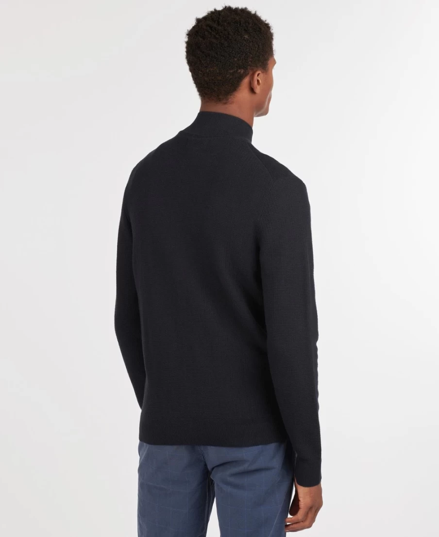 Barbour Men's Abhainn Zip Through Sweater in Grey Marl - Classic Knit Pullover