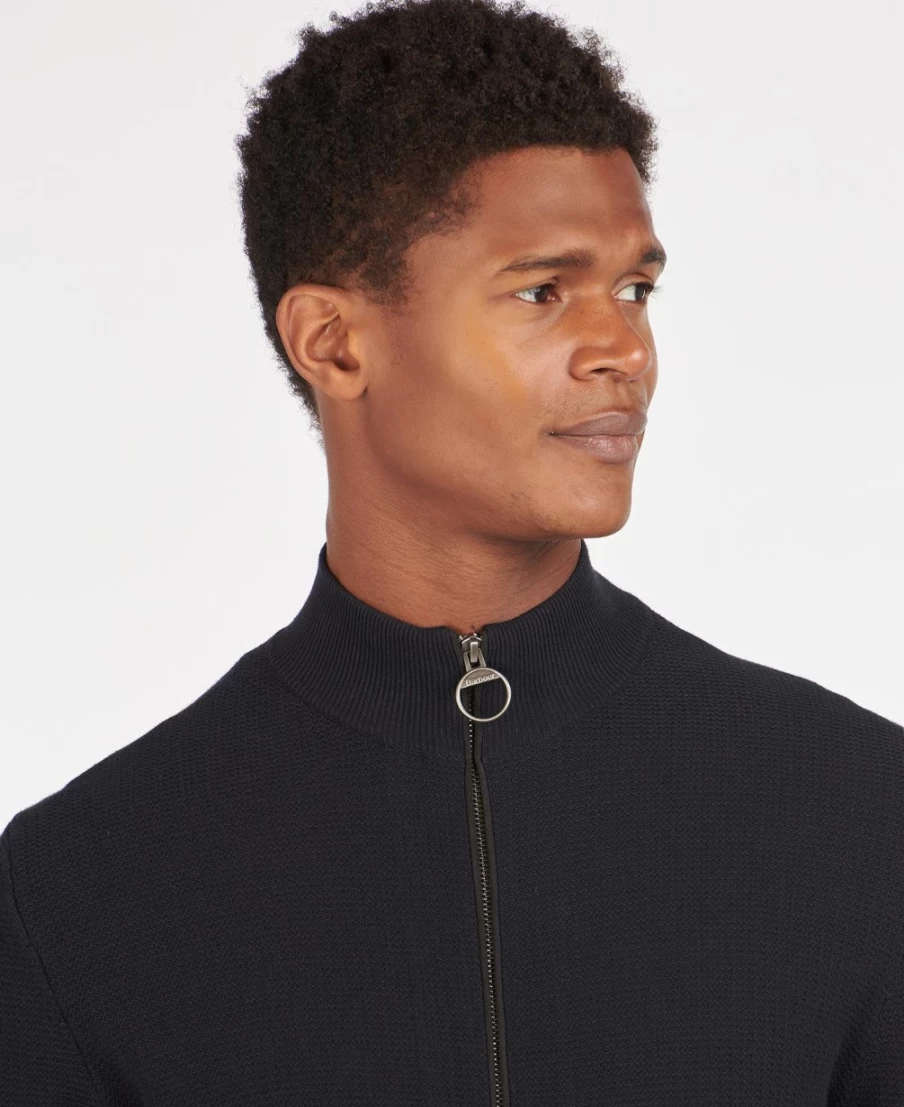 Barbour Men's Abhainn Zip Through Sweater in Grey Marl - Classic Knit Pullover
