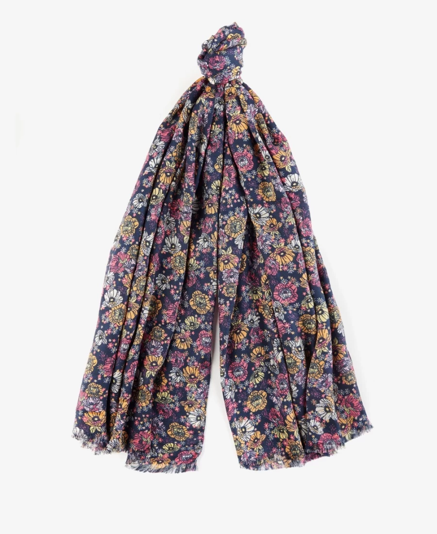 Barbour Womens Classic Multi Floral Print Scarf - Retro Style Fashion Accessory