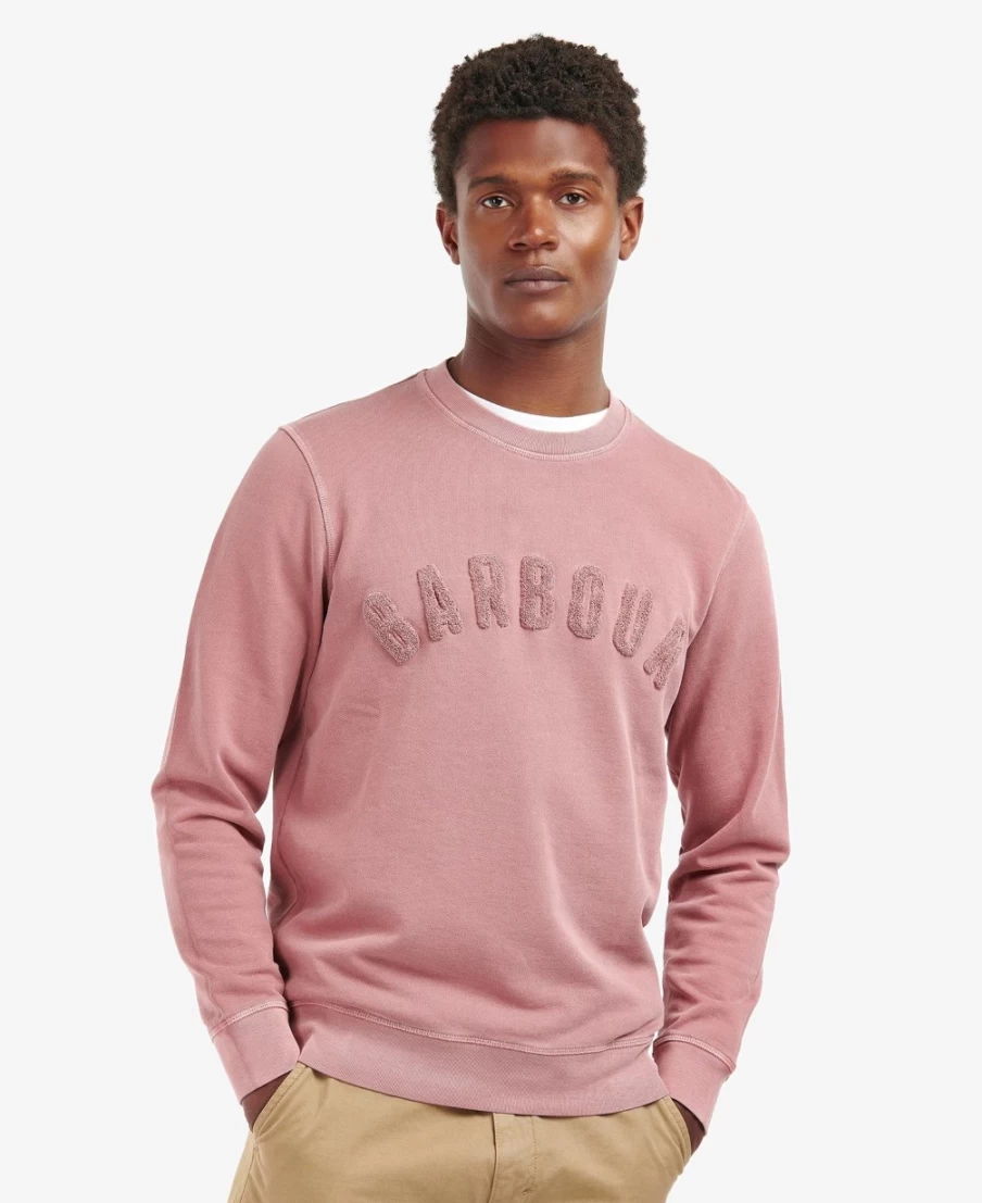 Barbour Men's Powder Blue Large Logo Crew Neck Sweater - Classic Casual Pullover
