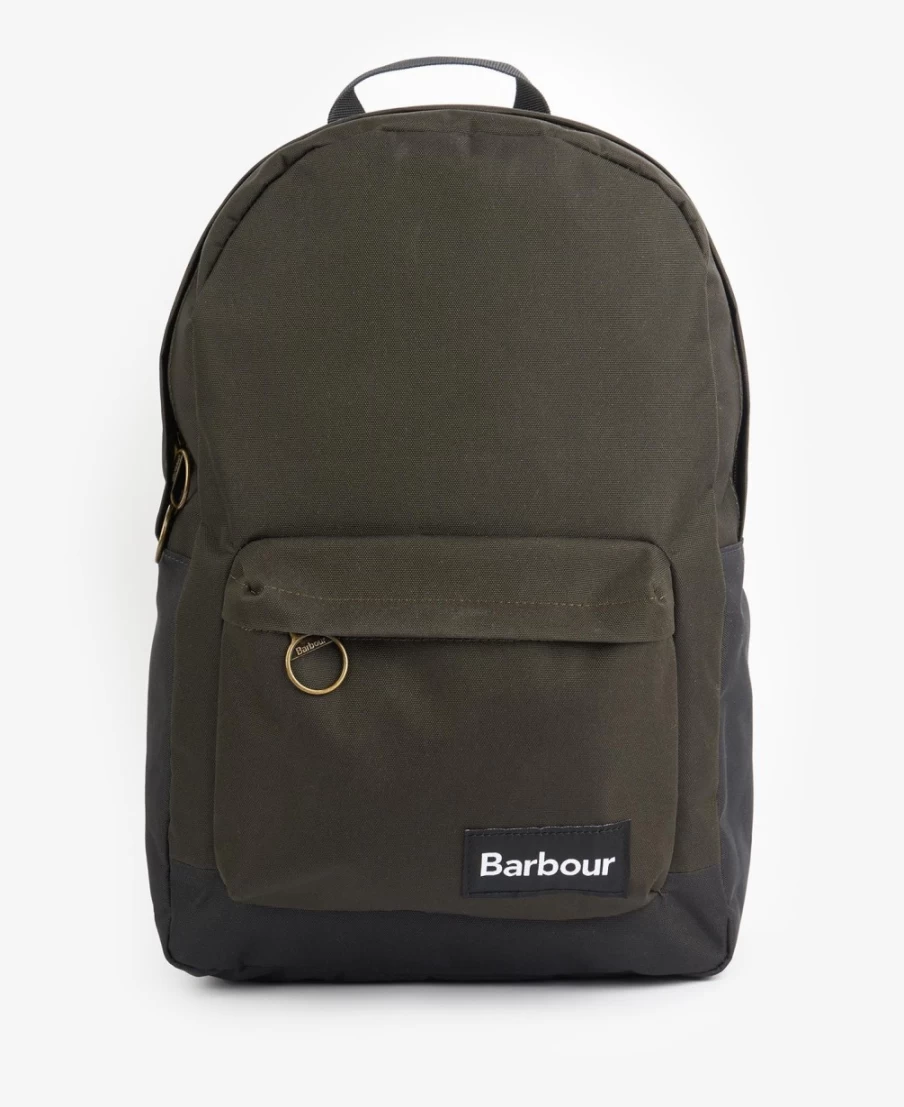 Barbour Highfield Canvas Backpack for Men - Navy & Olive Outdoor Daypack