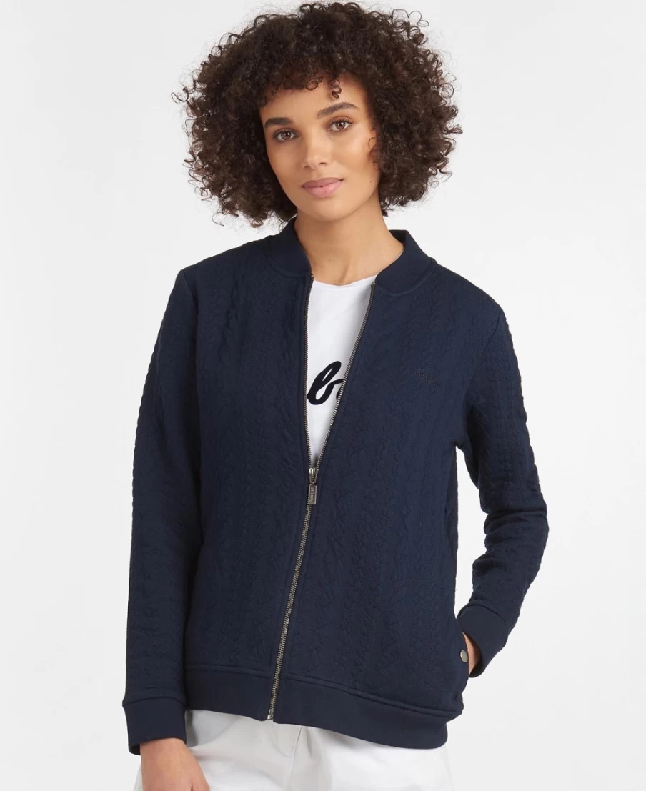Barbour Women's Kelsey Zip-Up Sweatshirt in Off White - Lightweight Hooded Fleece Pullover