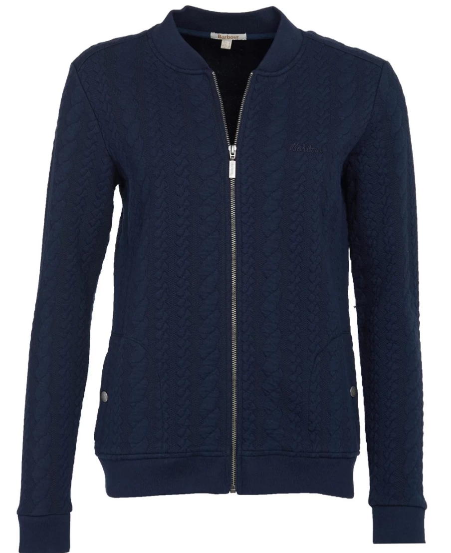 Barbour Women's Kelsey Zip-Up Sweatshirt in Off White - Lightweight Hooded Fleece Pullover