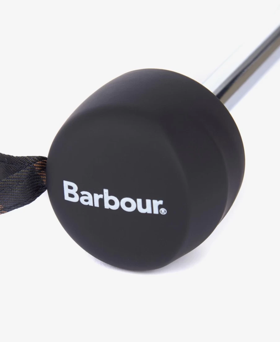 Barbour Womens Portree Umbrella in Pink & Grey Tartan - Stylish Rain Protection