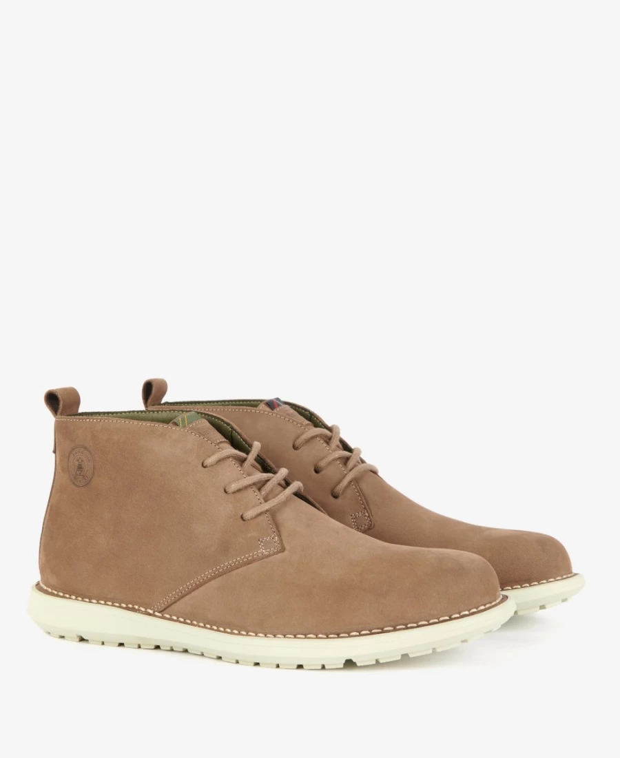 Barbour Mens Cognac Oak Chukka Boots - Classic Leather Ankle Boots for Men