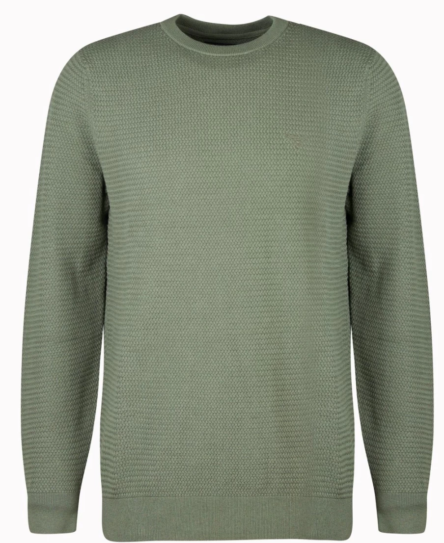 Barbour Men's Fleming Washed Blue Knitted Crew Neck Jumper