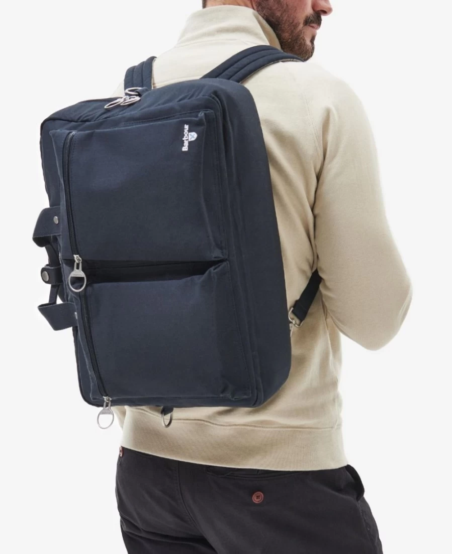 Barbour Mens Classic Navy Cascade 3-Way Laptop Briefcase Bag for Work & Travel