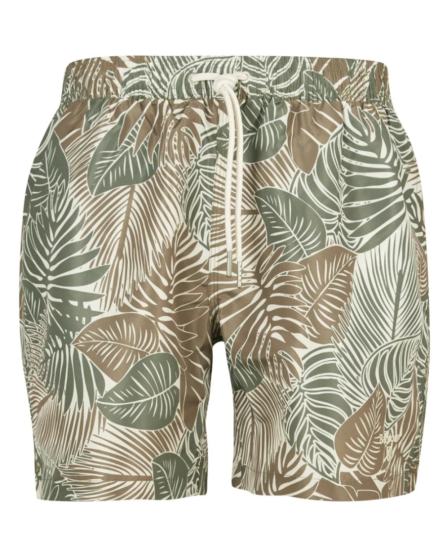 Barbour Men's Olive Leaf Swim Shorts for Summer Outdoor Water Activities