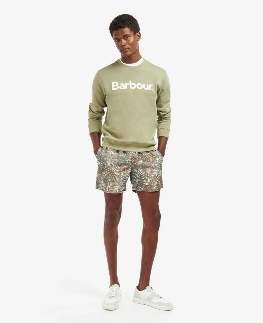 Barbour Men's Olive Leaf Swim Shorts for Summer Outdoor Water Activities