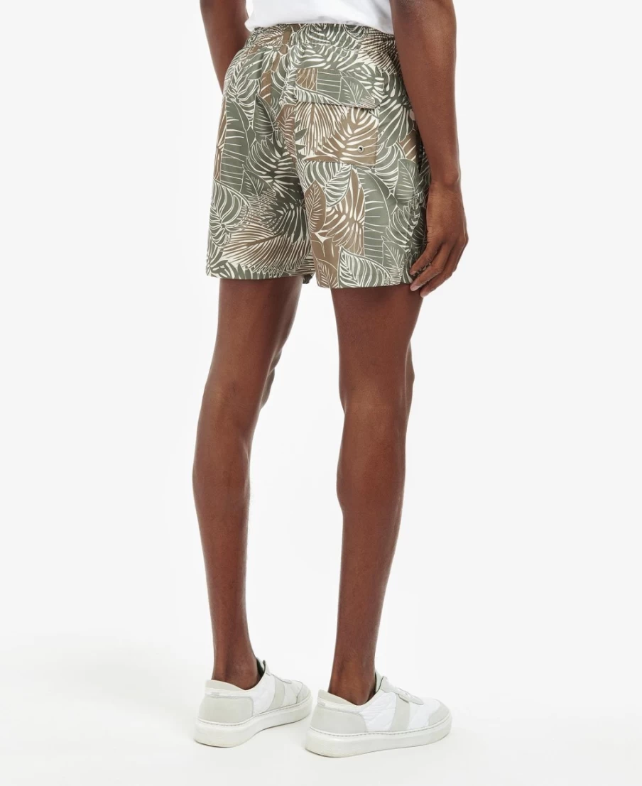 Barbour Men's Olive Leaf Swim Shorts for Summer Outdoor Water Activities