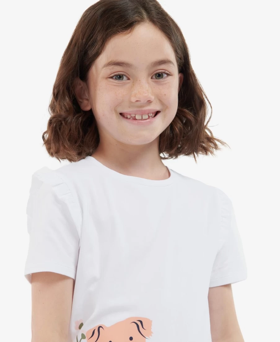 Barbour Girls Classic White Penny Short Sleeve T-Shirt