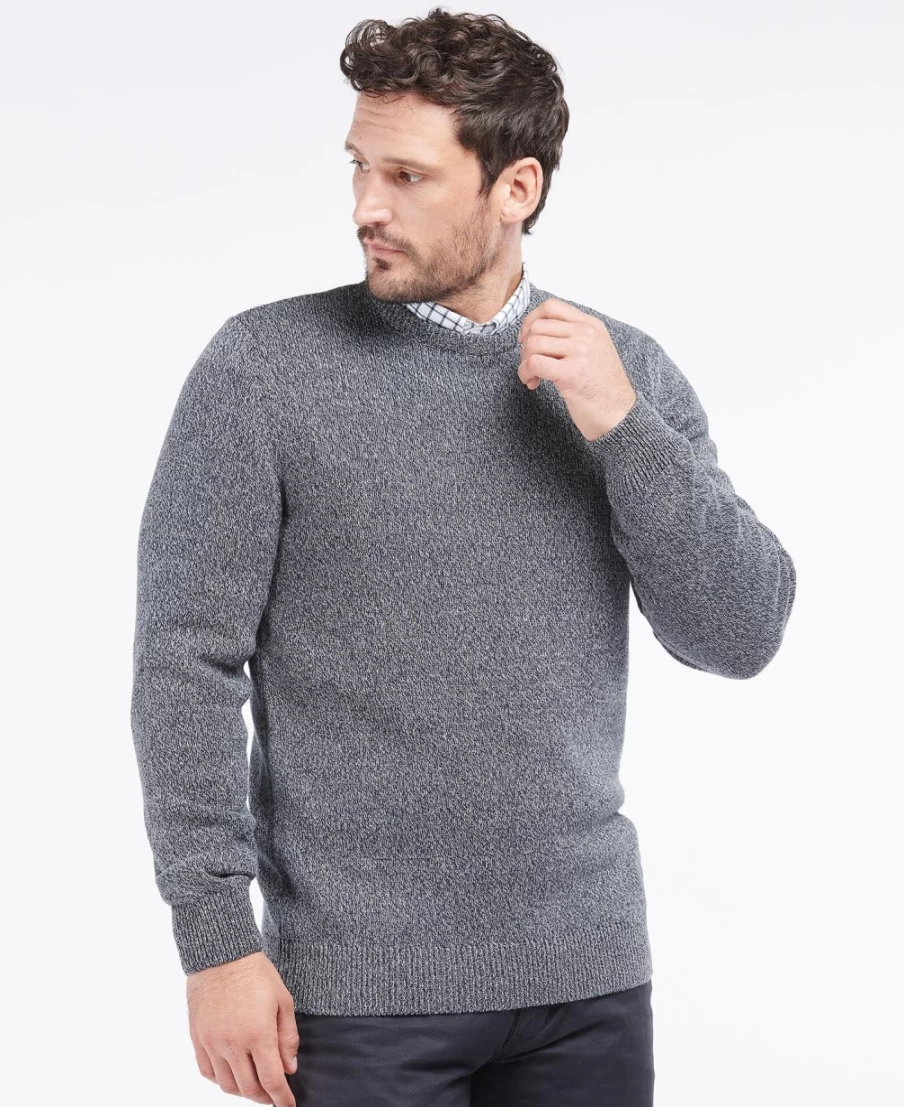 Barbour Men's Navy Cotton Twist Nelson Crew Neck Sweater