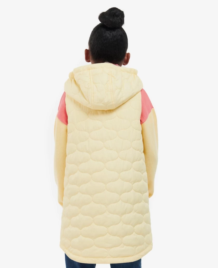 Barbour Girls Nahla Longline Gilet in Primrose/Retro Floral - Lightweight Quilted Vest for Girls