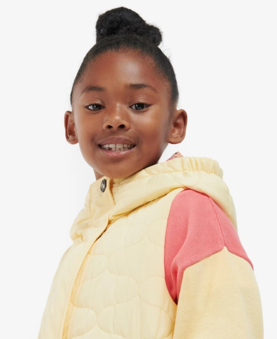 Barbour Girls Nahla Longline Gilet in Primrose/Retro Floral - Lightweight Quilted Vest for Girls
