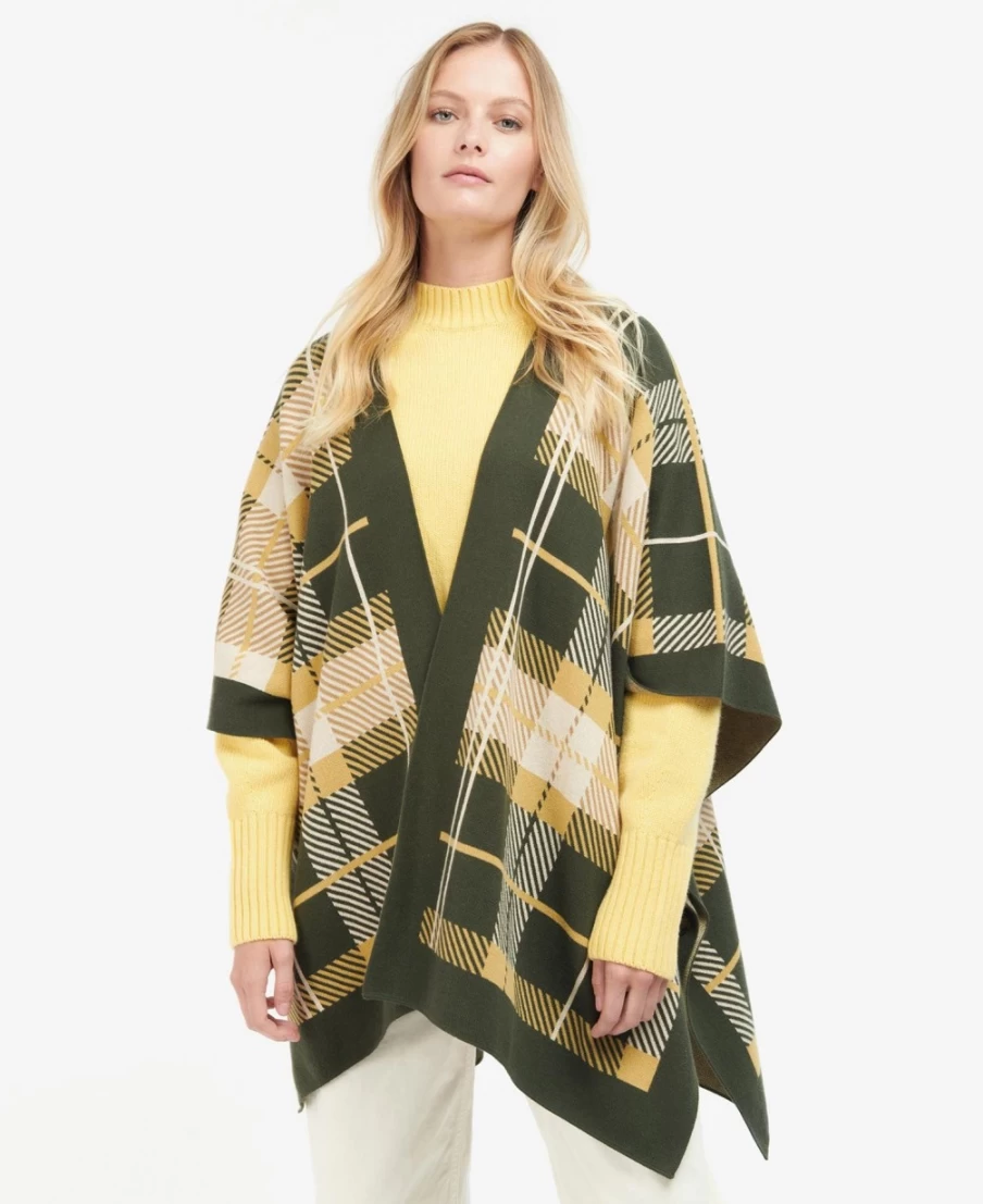 Barbour Women's Fellmore Cape in Ancient Fern Tartan - Waterproof Outdoor Jacket