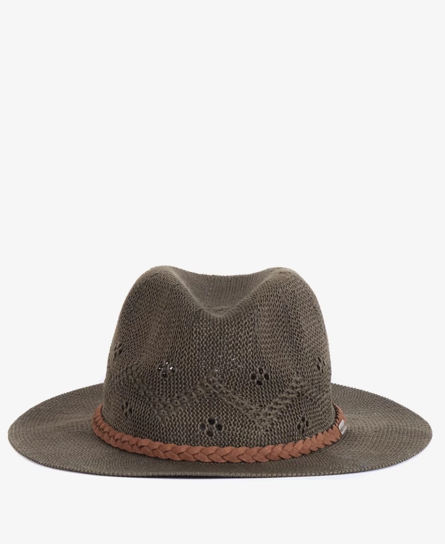 Barbour Womens Navy Flowerdale Trilby Hat | Classic Wool Fedora for Women