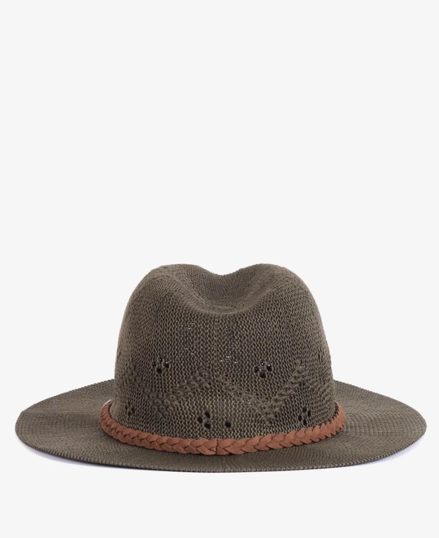 Barbour Womens Navy Flowerdale Trilby Hat | Classic Wool Fedora for Women