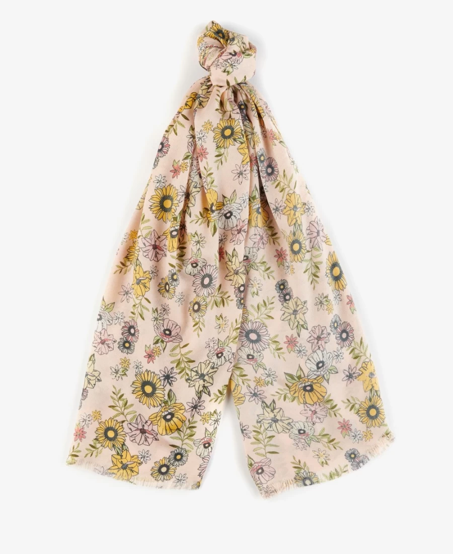 Barbour Women's Peach Oversized Floral Print Scarf