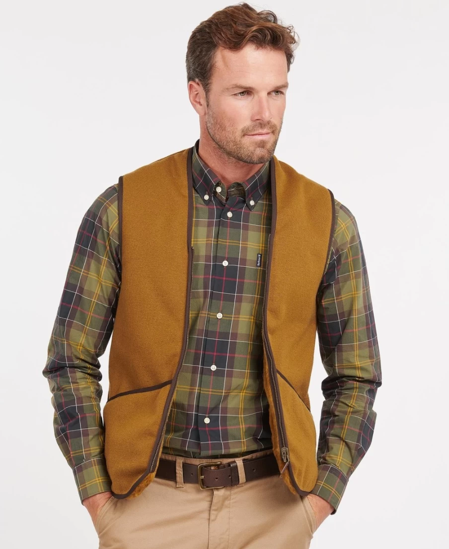 Barbour Men's Brown Warm Pile Waistcoat with Zip-In Liner for Layering