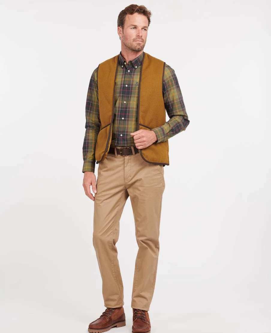 Barbour Men's Brown Warm Pile Waistcoat with Zip-In Liner for Layering