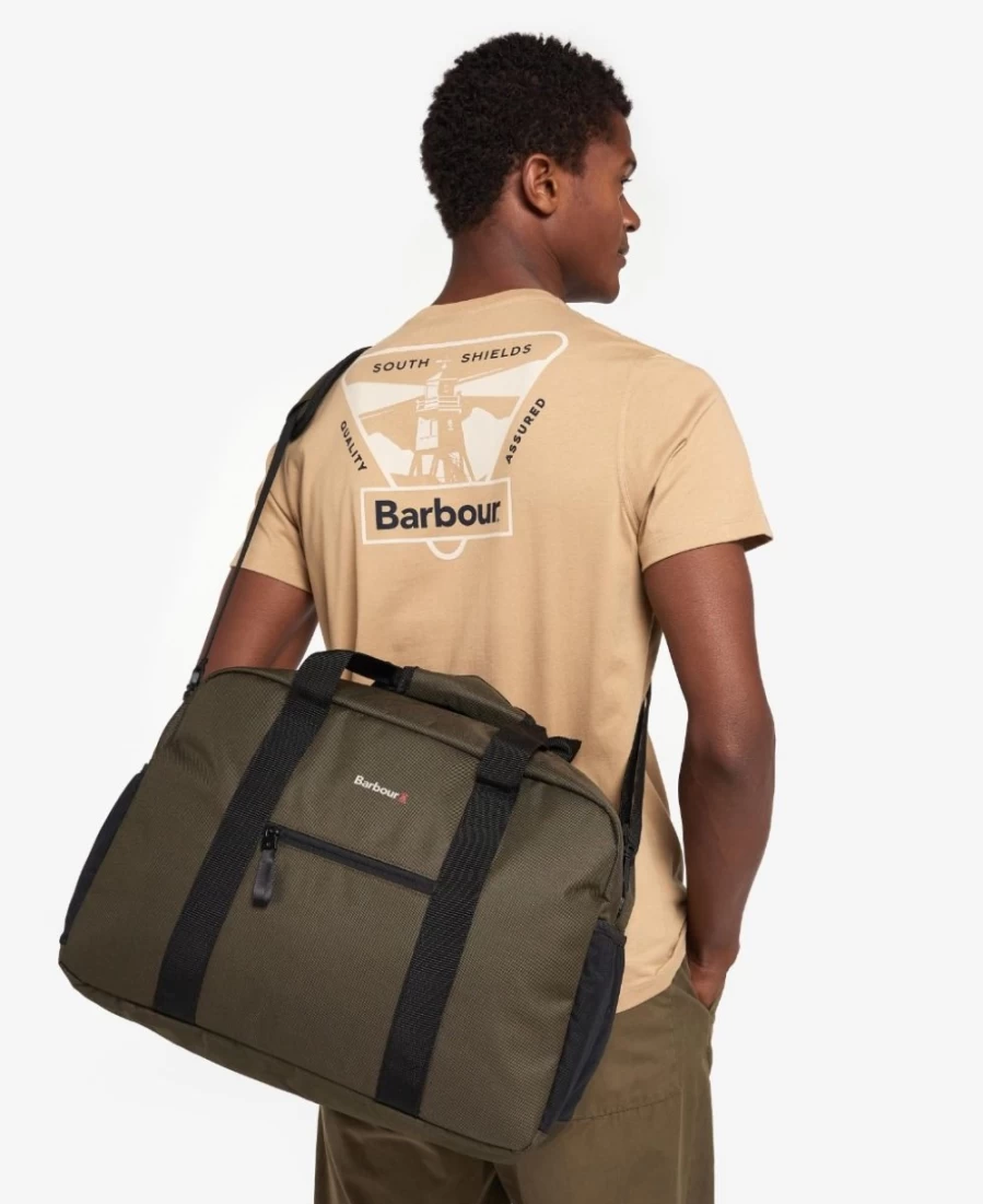 Barbour Men's Arwin Canvas Holdall Bag in Olive/Black - Durable Travel Duffle