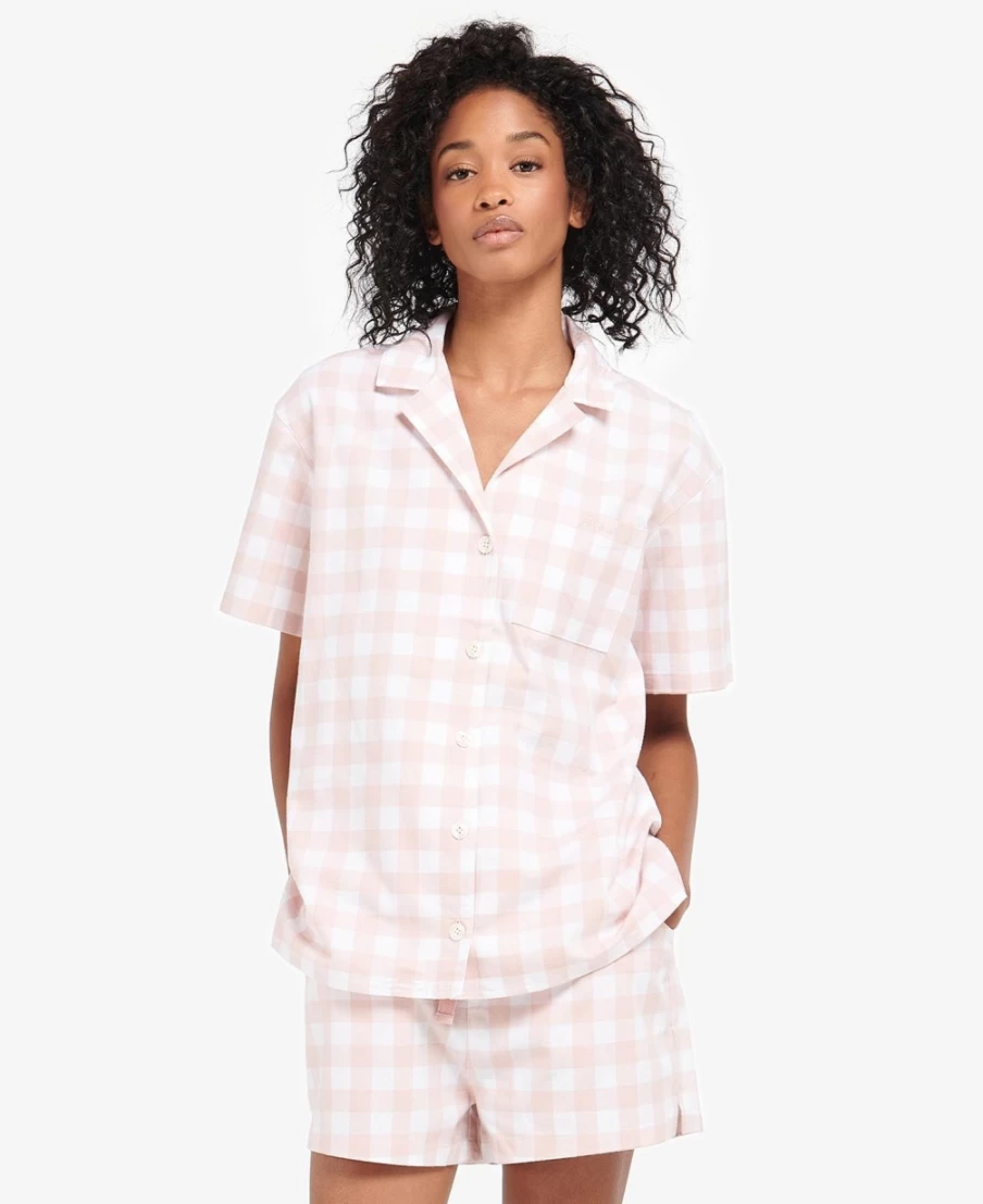 Barbour Women's Etta Light Pink Gingham Pajama Set