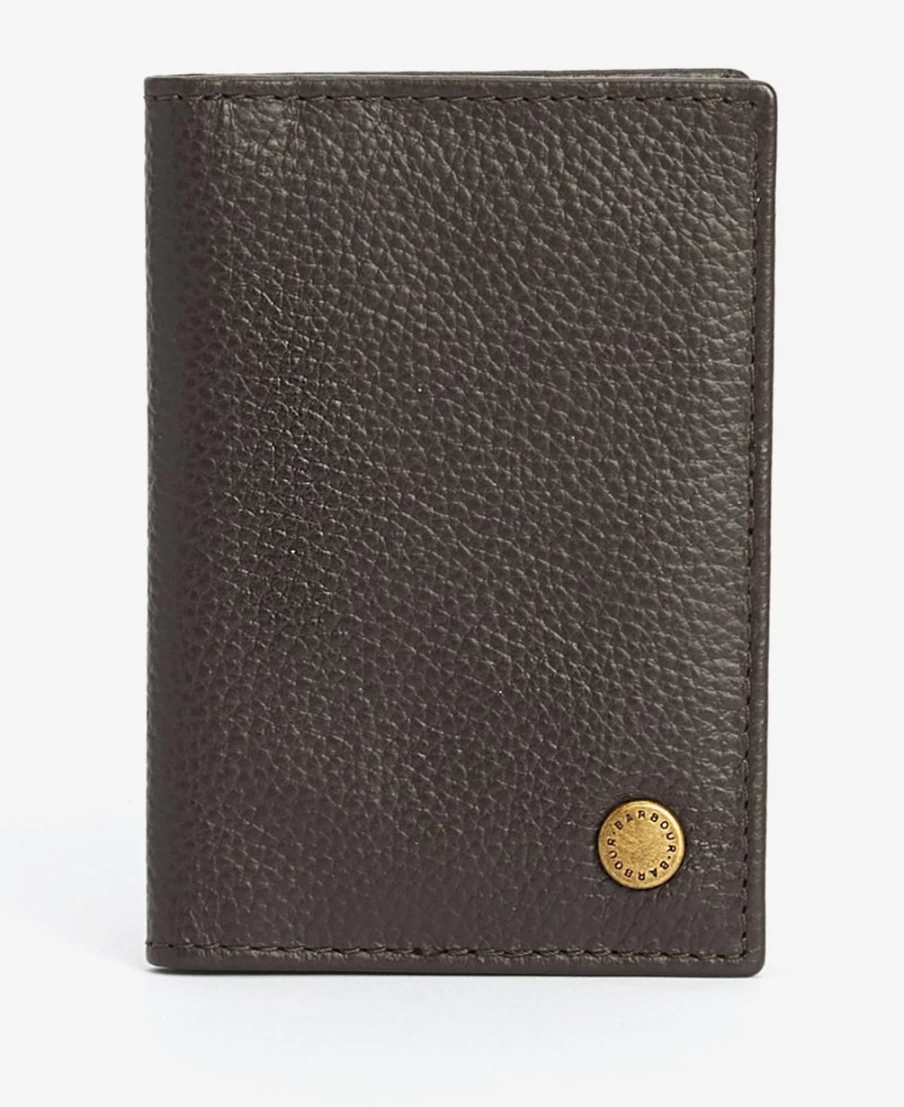 Barbour Men's Black Leather Brieftasche Wallet - Contrast Stitching