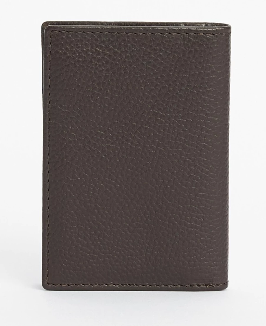 Barbour Men's Black Leather Brieftasche Wallet - Contrast Stitching