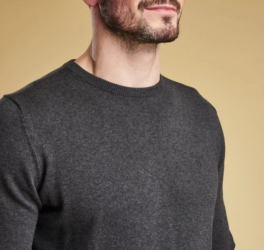 Barbour Men's Charcoal Pima Cotton Crew Neck Sweater