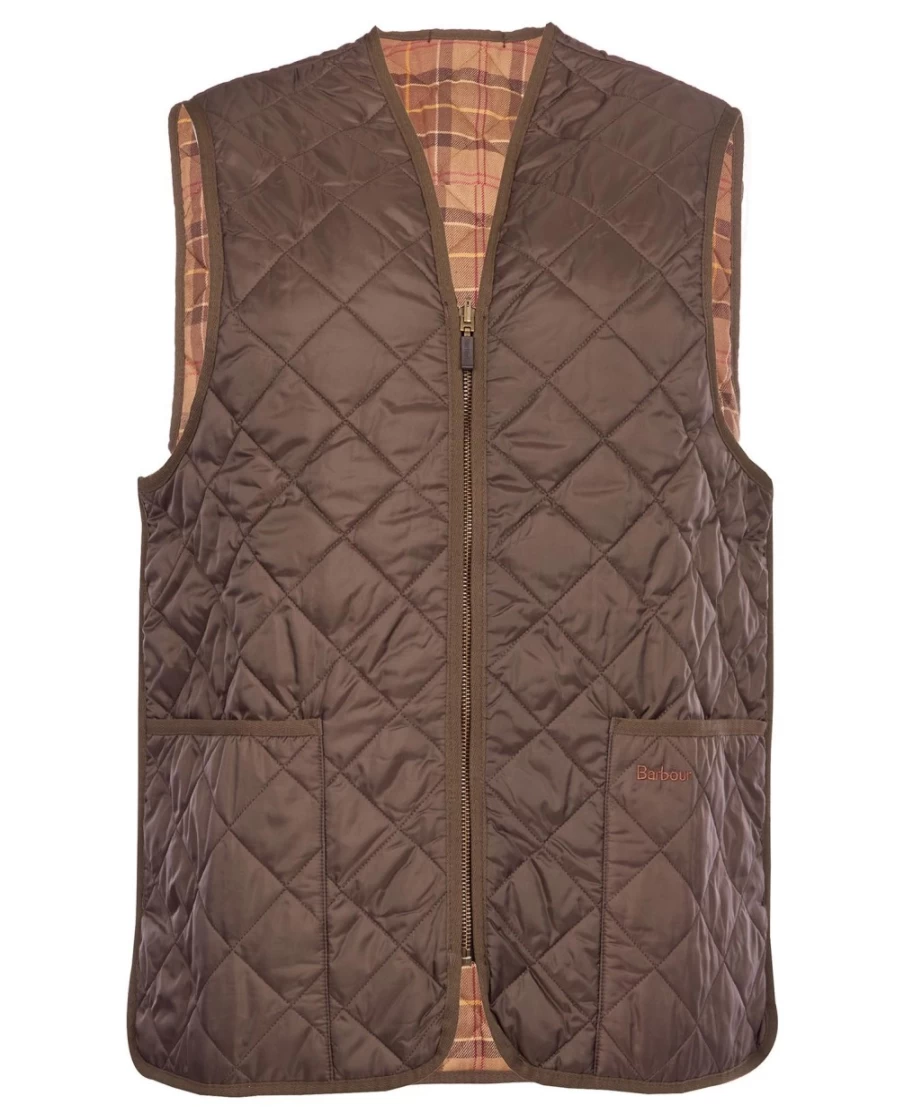 Barbour Men's Olive/Ancient Quilted Waistcoat with Zip-In Liner - Lightweight Vest Jacket