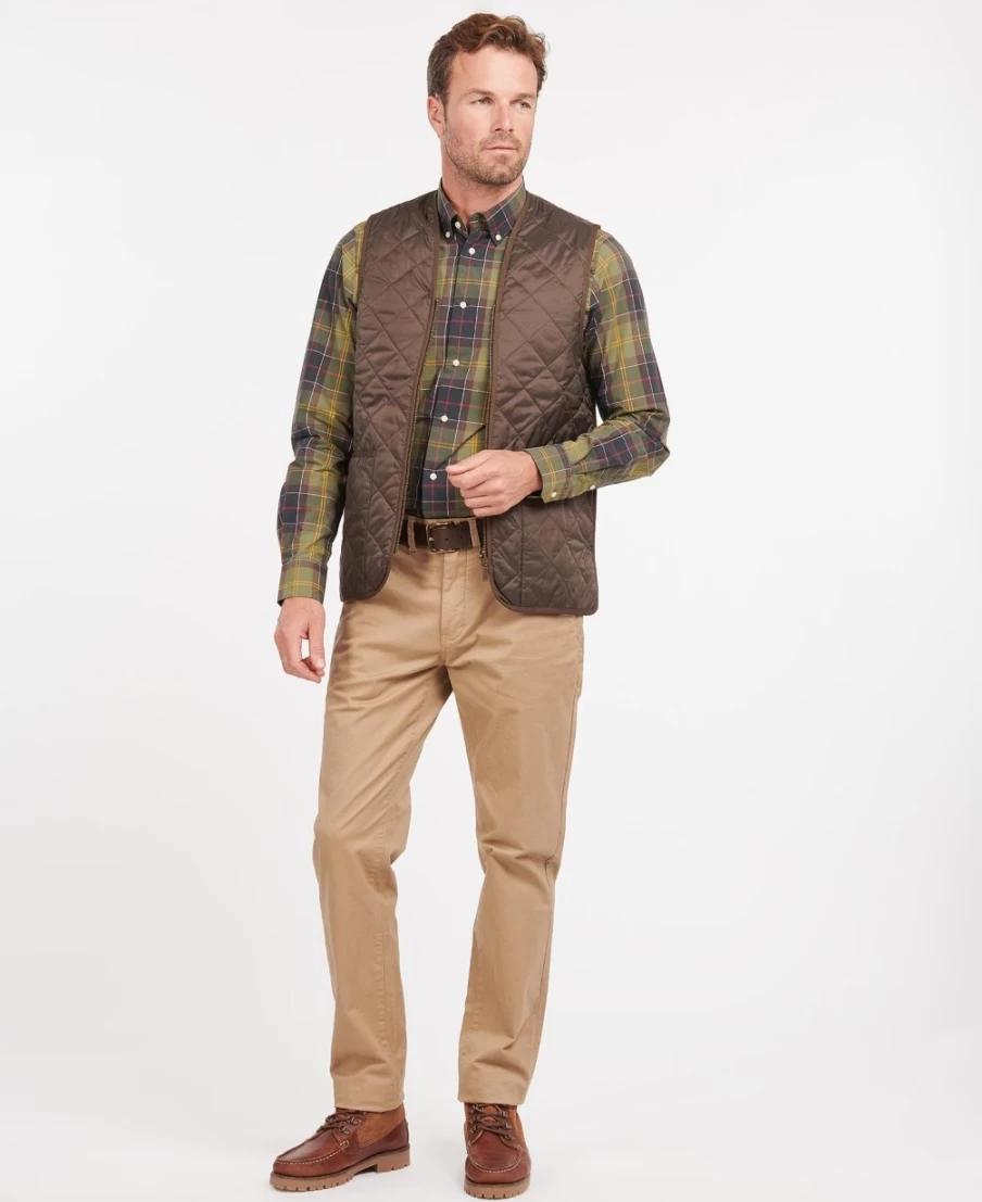 Barbour Men's Olive/Ancient Quilted Waistcoat with Zip-In Liner - Lightweight Vest Jacket