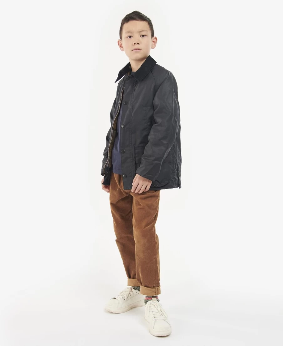 Barbour Boys' Navy Bedale Waxed Jacket – Classic Waterproof Outerwear for Kids