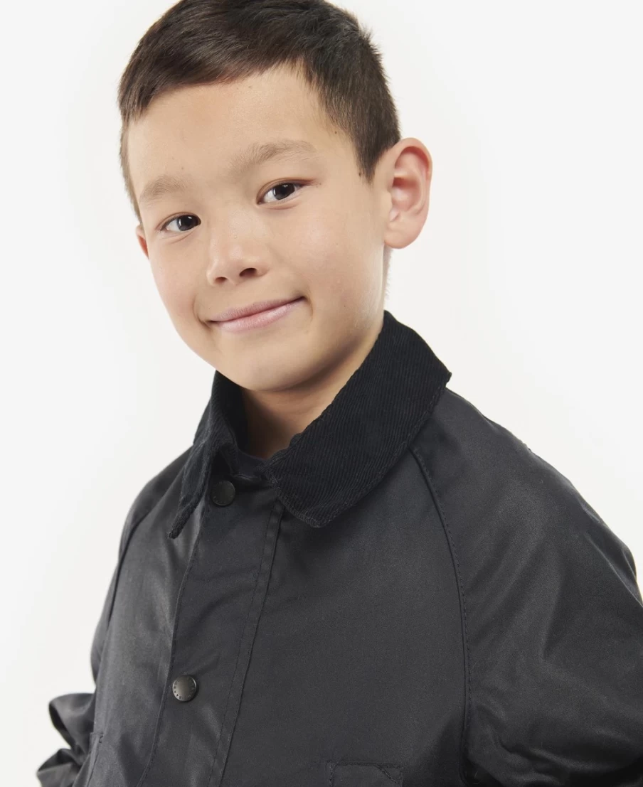 Barbour Boys' Navy Bedale Waxed Jacket – Classic Waterproof Outerwear for Kids