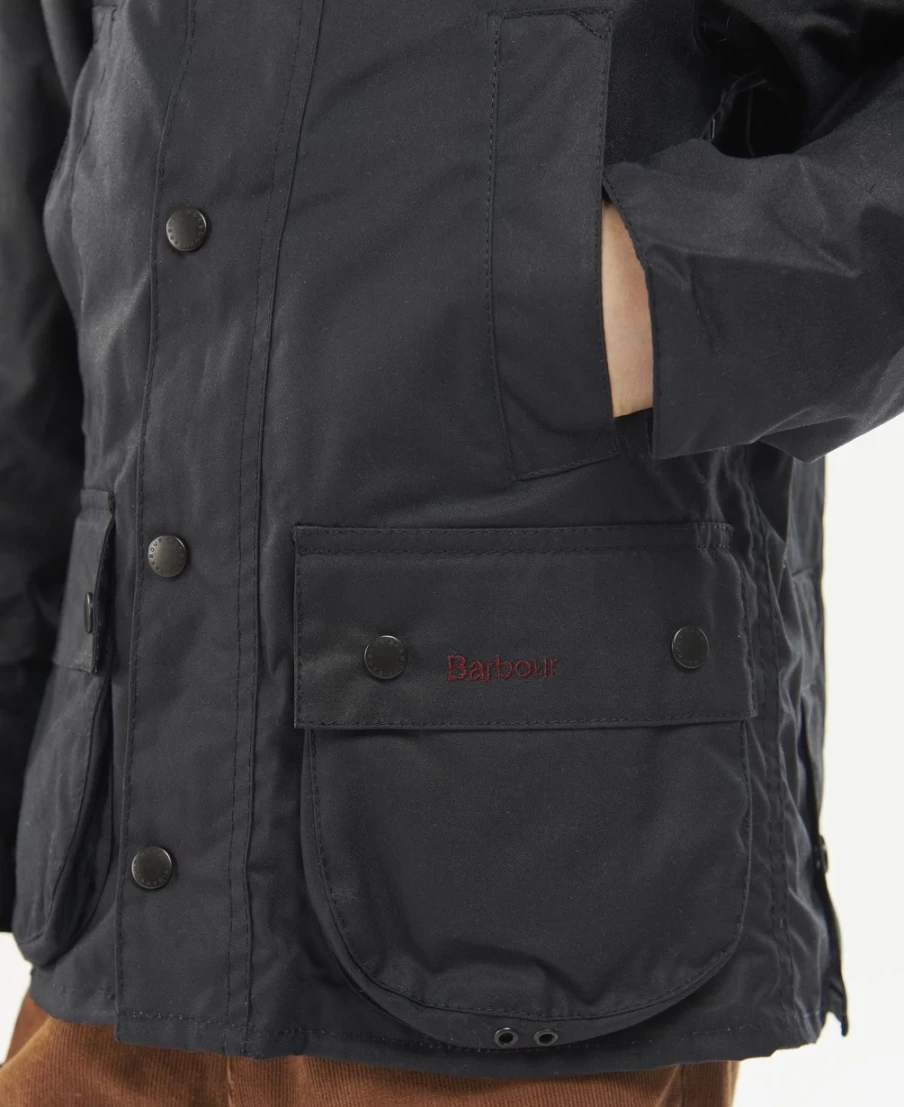 Barbour Boys' Navy Bedale Waxed Jacket – Classic Waterproof Outerwear for Kids