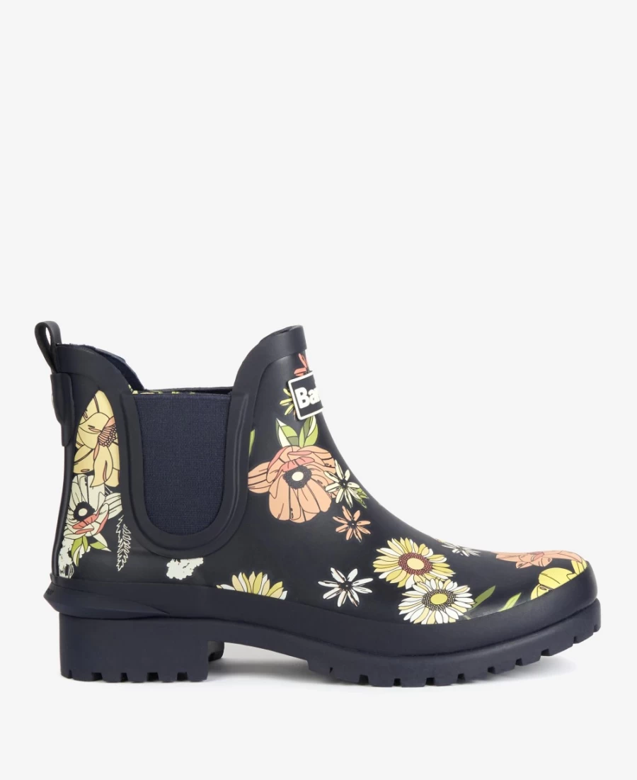 Barbour Women's Navy Floral Wilton Wellington Boots