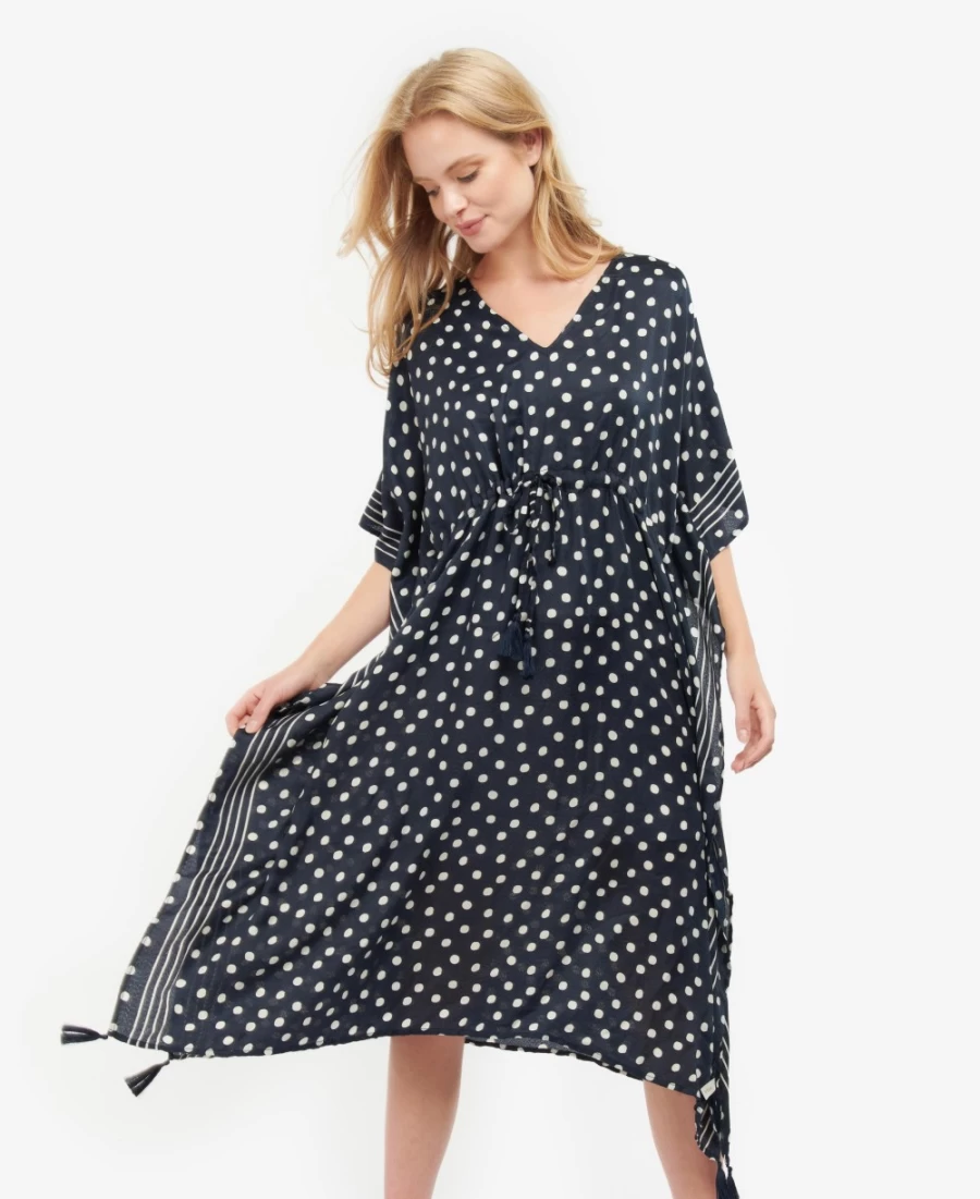 Barbour Women's Classic Navy Polka Dot Beach Kaftan